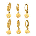 Crystal Four Leaf Flower Drop Hoop Earrings in Three Gold Tone Designs view 5