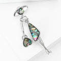 Abalone Shell Lady Brooch Hat Dress Handbag Silver Tone view 3