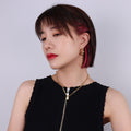 Asymmetric Bead Cascade Drop Earrings Gold and Steel view 4