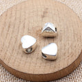Plain Heart Large Hole Bead in Antique Silver Metal Finish view 2