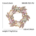 Leaf Wreath Crystal Brooch Pin in Purple or Green Decorative Jewelry view 5