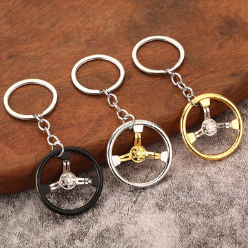 Three-Spoke Steering Wheel Keychain, Four Color Styles