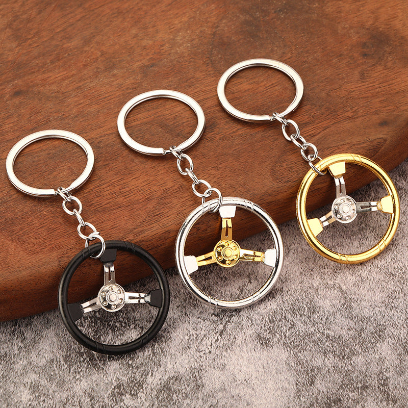 Racing Steering Wheel Zinc Alloy Keychain Creative Model Accessory