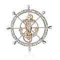 Crystal Ship Wheel Brooch in Silver and Gold Tones view 5