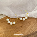 Graduated Faux Pearl Hoop Hook Earrings With Decorative Metal Details view 4