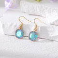Gold Tone Faceted Iridescent Cushion Crystal Hook Earrings in Four Colors view 2