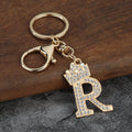 Gold-Tone Rhinestone Crown Letter Keychain With Key Ring view 4