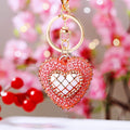 Lattice Center Crystal Heart Keychains with Straps and Plain Options view 11