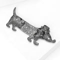 Patterned Dachshund Enamel Brooch In Red And Blue Decorative Lapel Pin view 4