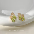 Translucent Rough Crystal Curved Stud Earrings In Two Color Palettes view 6