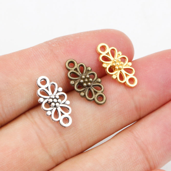 Filigree Flower Connector Charms in Three Antique Finishes