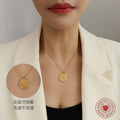 Double-Sided Bird Disc Pendant Necklace Gold Steel Tone view 3
