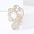 Pearl Rhinestone Butterfly Brooch Gold Silver Tone Pin view 2