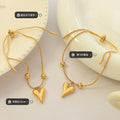 Adjustable Slider Heart Pendant Bracelet Gold Tone view 2