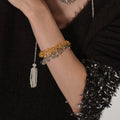 Abstract Curvy Metal Link Bracelets Gold and Silver Tone view 4