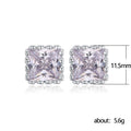 Silver Tone Square Halo Crystal Stud Earrings Jewelry Pair view 4