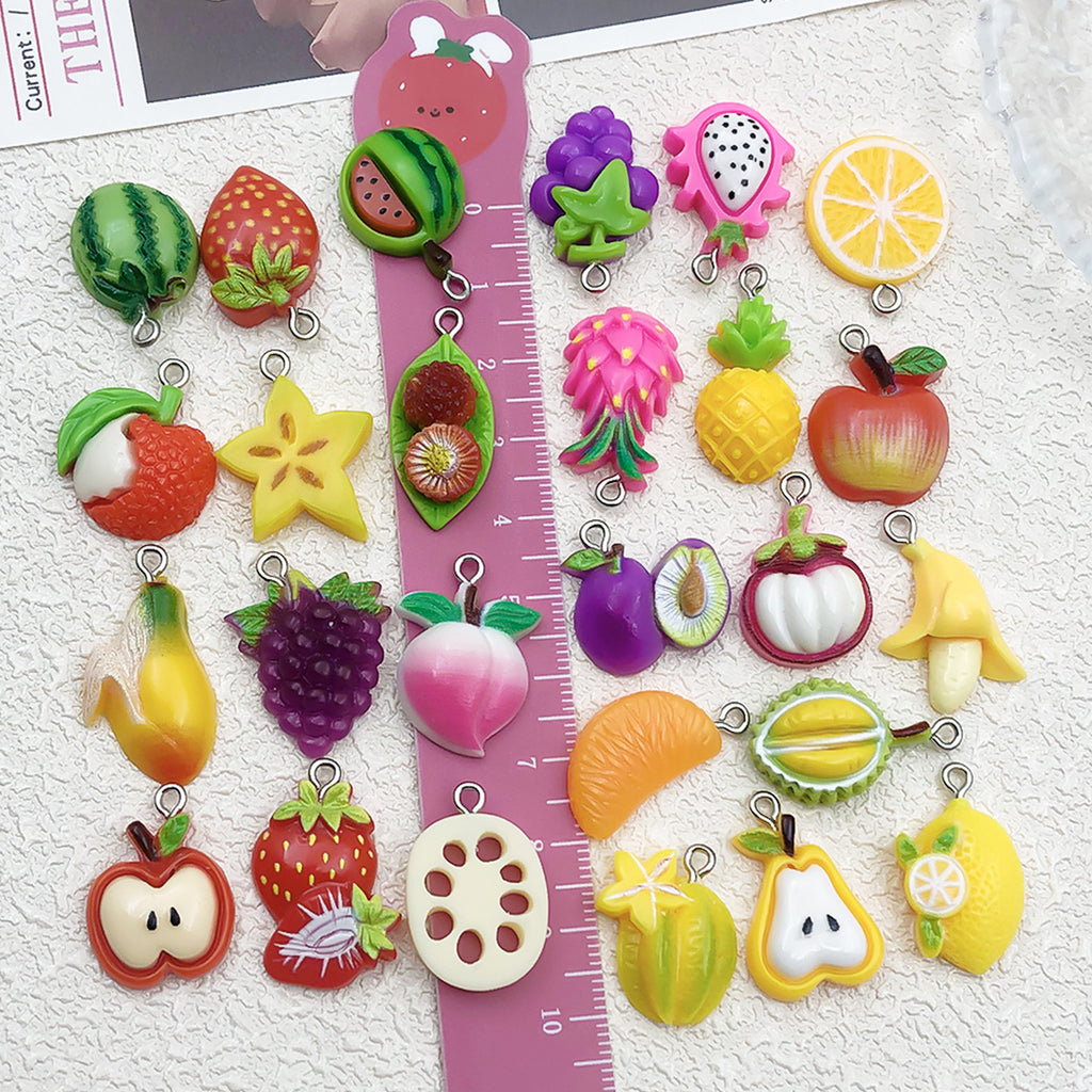 Acrylic Banana Strawberry Apple Fruit Charm Pendant for DIY Bracelet Necklace Jewelry