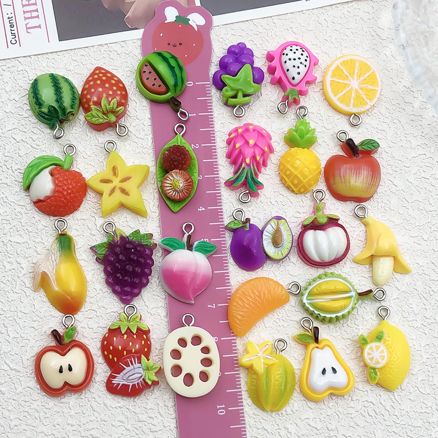 Acrylic Banana Strawberry Apple Fruit Charm Pendant for DIY Bracelet Necklace Jewelry