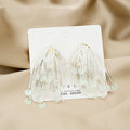 White Pearl Seed Bead Fringe Earrings Sequin Tube Drops view 2