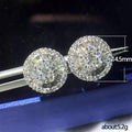 Round Pavé Stone Button Stud Earrings in Silver Tone view 5