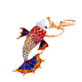 Rhinestone Enamel Koi Fish Keychain Gold Tone Metal Charm view 5
