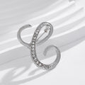 Silver Tone Initial Letter Crystal Twenty-Six Designs Metal Brooch Pin view 3