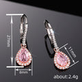 Pink Teardrop Crystal Silver Tone Drop Earrings view 4