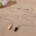 Silver Tone Magnetic Split Heart Pendant Necklace Pairs view 3