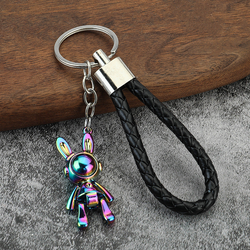 Cute Space Rabbit Metal Keychain for Car Keys Backpack and Gifts