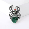 Textured Crystal Beetle Brooch in Clear Green or Red Stripes view 3