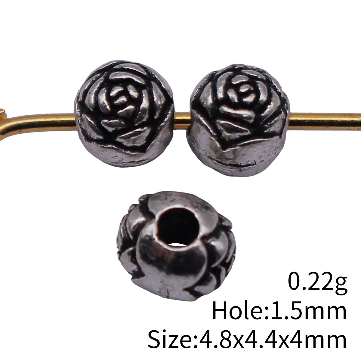 4.8x4.4x4mm 0.22g Antique Silver Zinc Alloy Flower Texture Spacer Beads for Bracelet Necklace Jewelry Making