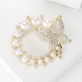 Pearl Butterfly Wreath Brooch Crystal Pave Circle Pin view 3