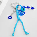 Blue Braided Cord Keychain With Heart Charm And Bell view 1