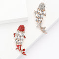 Long Crystal Koi Fish Brooch in Clear or Red Accents view 1