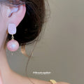 Pastel Square Stud Earrings With Large Round Pearl-Look Drops view 4