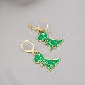 Green Cartoon Dinosaur Long Hook and Huggie Earrings view 4