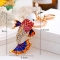 Rhinestone Enamel Koi Fish Keychain Gold Tone Metal Charm view 2
