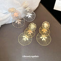 Silver Tone Openwork Triple Circle Statement Earrings view 4