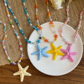 Beaded Starfish Pendant Necklaces in Four Bright Colors view 2
