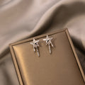 Silver Tone Shooting Star Stud Earrings Rhinestone Accents view 1