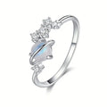 Opalescent Planet And Star Cluster Slim Ring In Silver Tone view 1