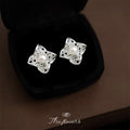 Silver Lace Quatrefoil Pearl Center Stud Earrings Style view 6
