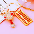 Ruyi Abacus Keychains in Red Gold and Green with Clasp and Braided Loops view 6