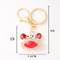 Rhinestone Enamel Crab Keychain Gold Clasp Two Colors view 3