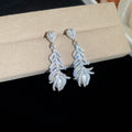 Silver Crystal Floral Drop Stud Earrings Fashion Jewelry Accessory view 4
