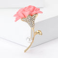 Crystal Carnation Stem Brooch in Four Petal Colors view 2