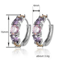 Purple And Pink Three-Stone Hinged Hoop Earrings In Two Tones view 5