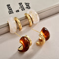 Irregular Resin Double Curve Stud Earrings In Three Colors view 2