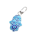 Silver Tone Printed Hamsa Acrylic Clip Keychains in Six Designs view 5