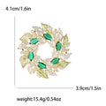Curved Crystal Leaf Wreath Brooch in Four Color Finishes view 7